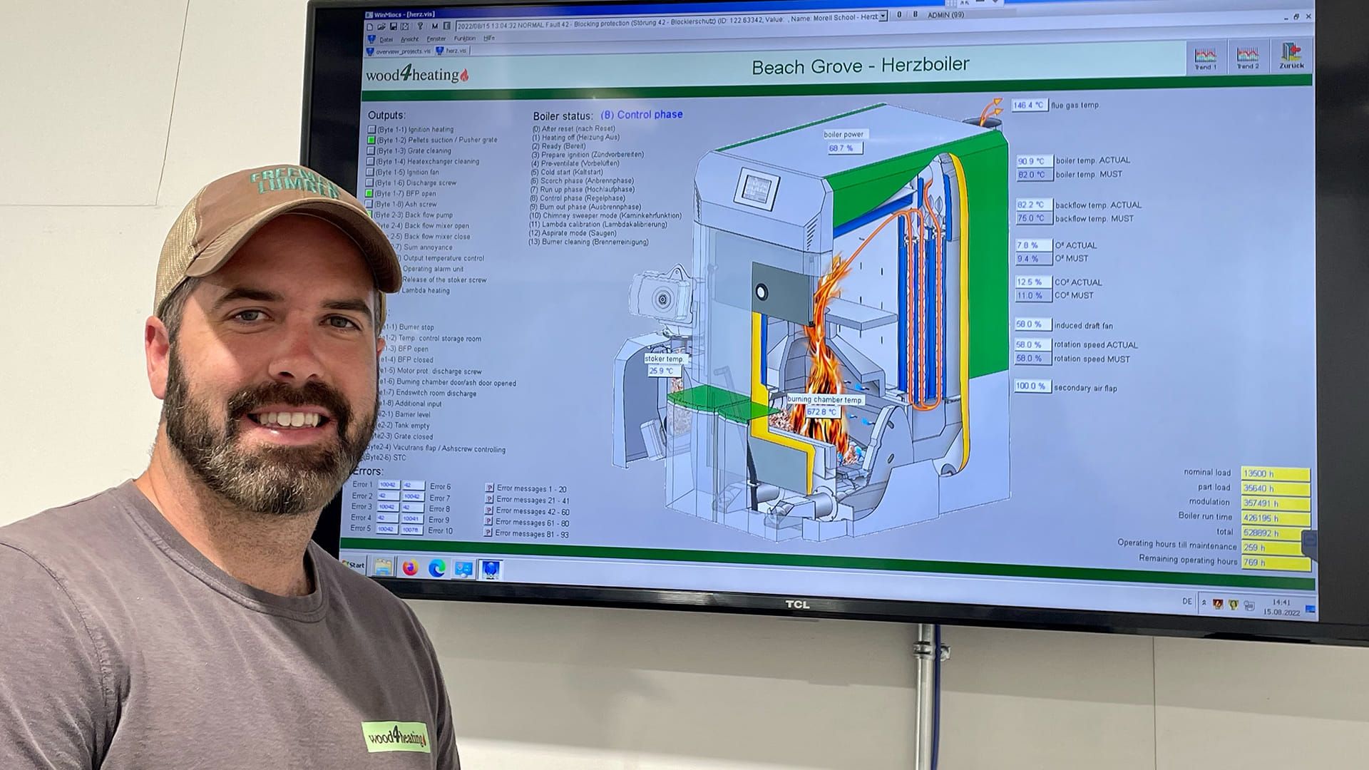 Monitoring of a wood boiler in Canada